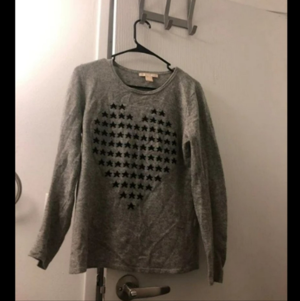 The Cashmere Project Gray Star Heart Sweater Sz S